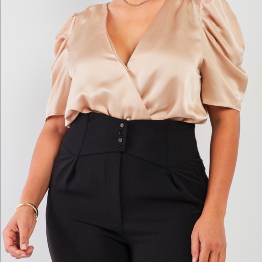 Silky Bodysuit and Office Pants Set - Picture 2 of 4